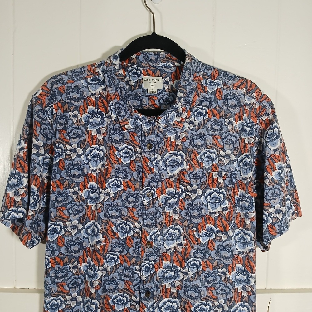 Jack O'Neill Mens Floral Button Down Shirt Blue Orange‎ SU0704001 Large